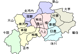 1町18カ村ころの篠山の地図