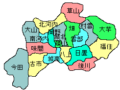 1町18カ村ころの篠山の地図